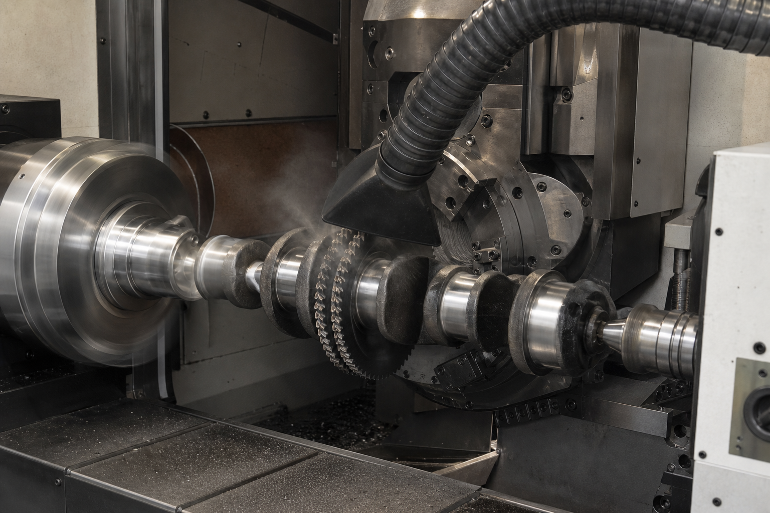 Turn broaching a crankshaft with orbiting cutter segments