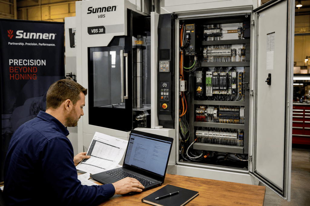 Purchasing engineer reviewing broaching machine quotes