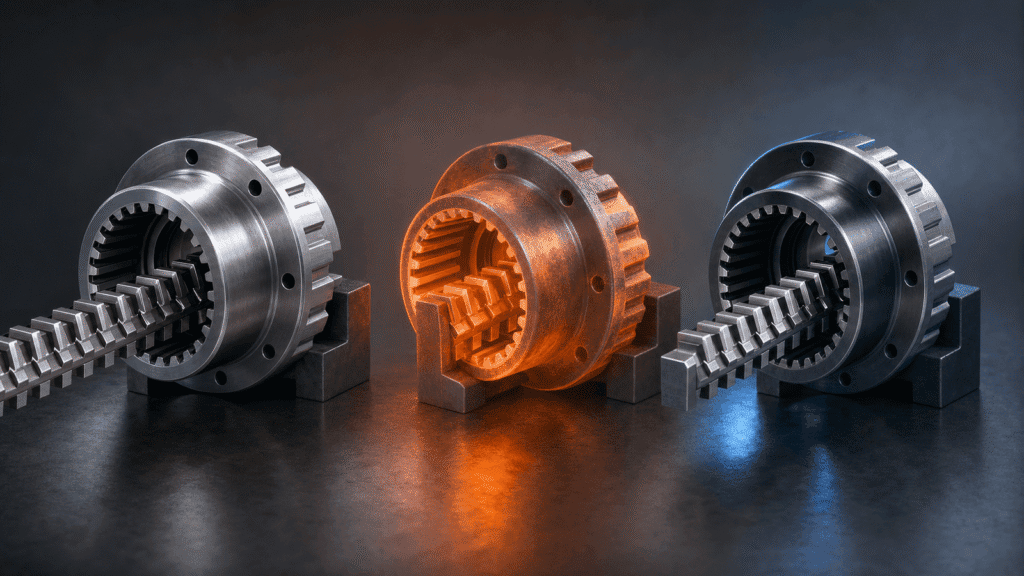 Conceptual illustration comparing soft broaching before heat treatment and hard broaching after heat treatment