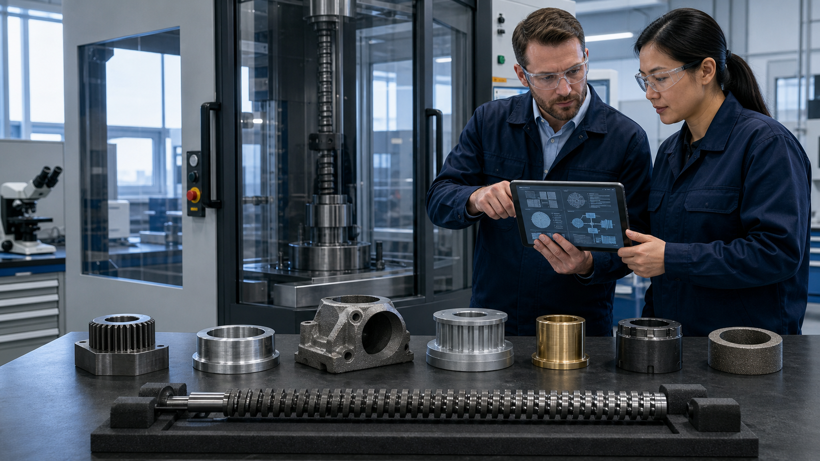 Workpiece materials and broaching process conceptual illustration