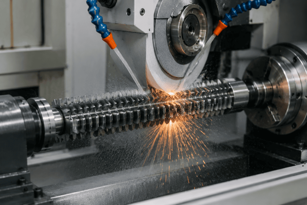 Spline broach being ground on a CNC tool grinder