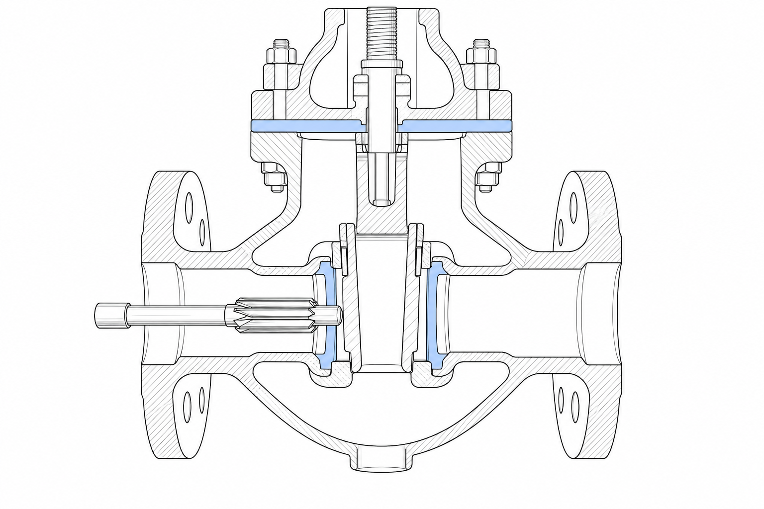 Gate valve body sealing seats and form broach cross-section