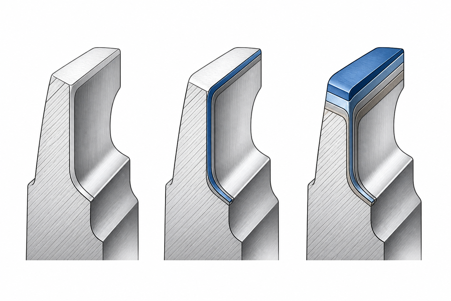 Broach tooth grades from HSS to carbide for difficult materials