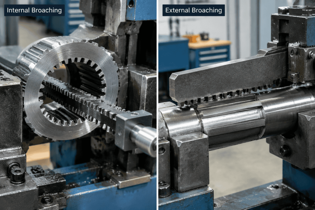 Internal broaching versus external broaching compared